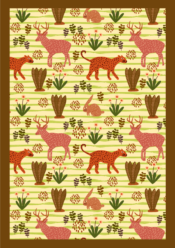 Safari Wildlife Pattern animal vinyl rug - TenStickers