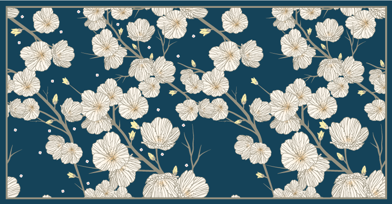 Blooming floral pattern floral vinyl rug - TenStickers