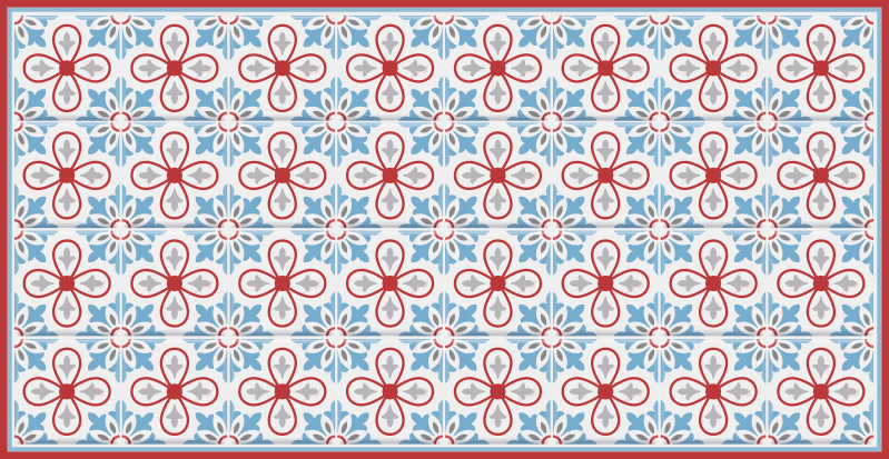 Blue and red moroccan tiles vinyl kitchen mat - TenStickers