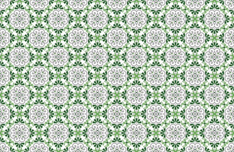 Green floral mosaic kitchen vinyl rug - TenStickers