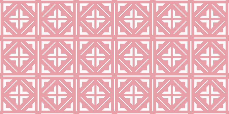 Pink squarred design tile vinyl rug - TenStickers