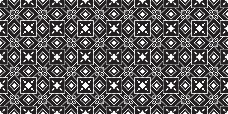 Black and white style kitchen vinyl rug - TenStickers