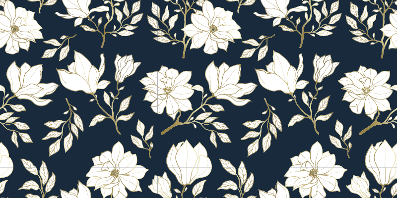 Elegant Magnolia Blooms living room vinyl rug - TenStickers