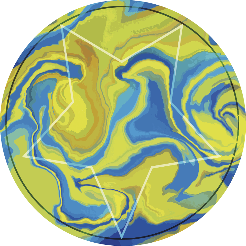 Blue and yellow star textured vinyl rug - TenStickers