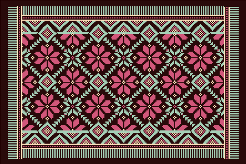 Nordic floral inspiration living room vinyl rug - TenStickers