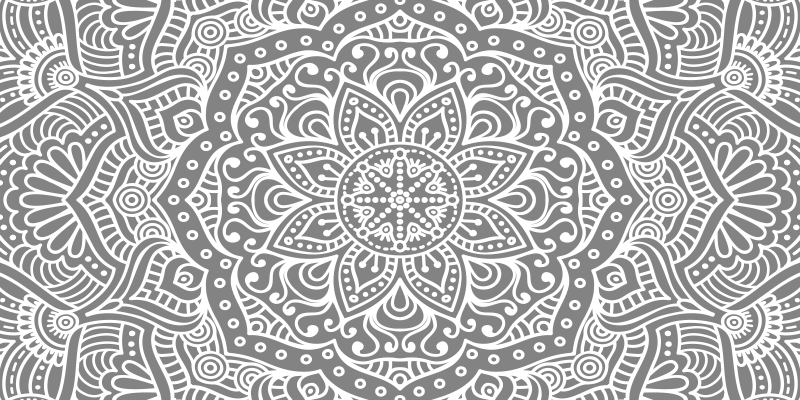 Ornate Grey Pattern mandala vinyl rug - TenStickers
