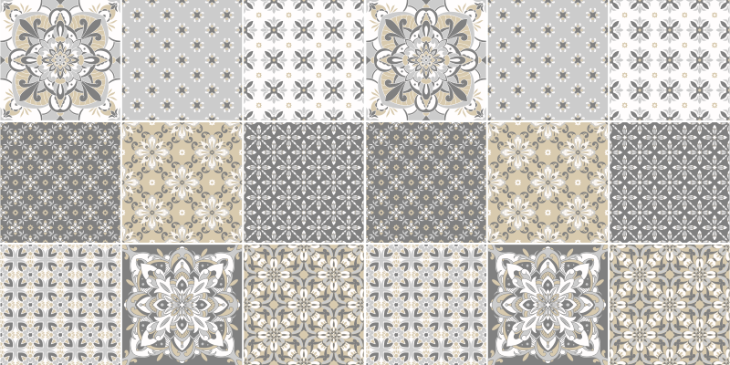 Moroccan style tile effect vinyl kitchen mat - TenStickers