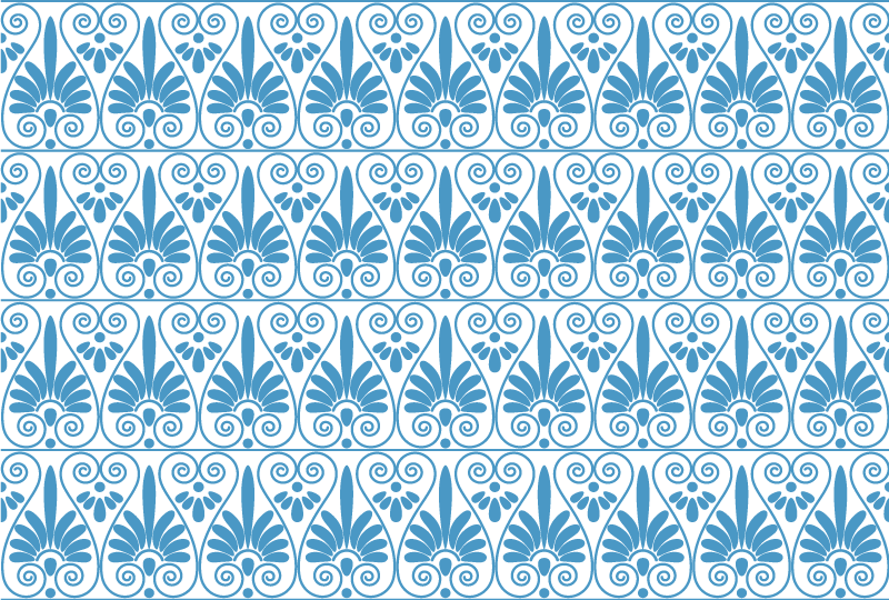 Sophisticated Blue Motif tile vinyl rug - TenStickers