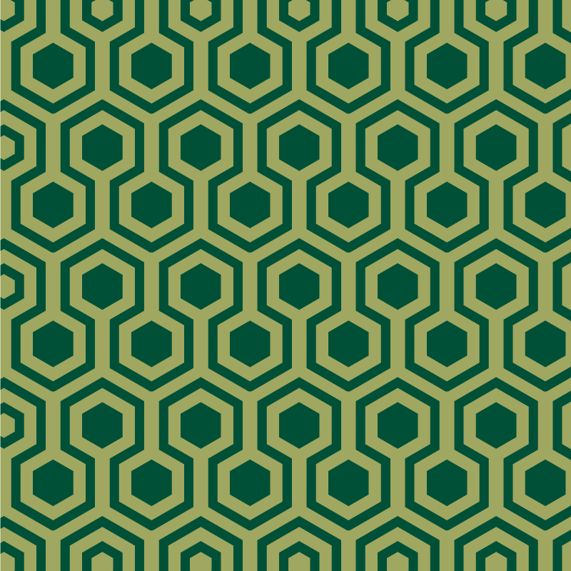Hexagonal green elements geometric vinyl rug - TenStickers