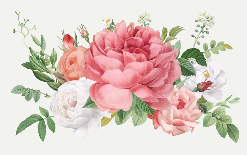 Vibrant floral arrangement floral vinyl rug - TenStickers