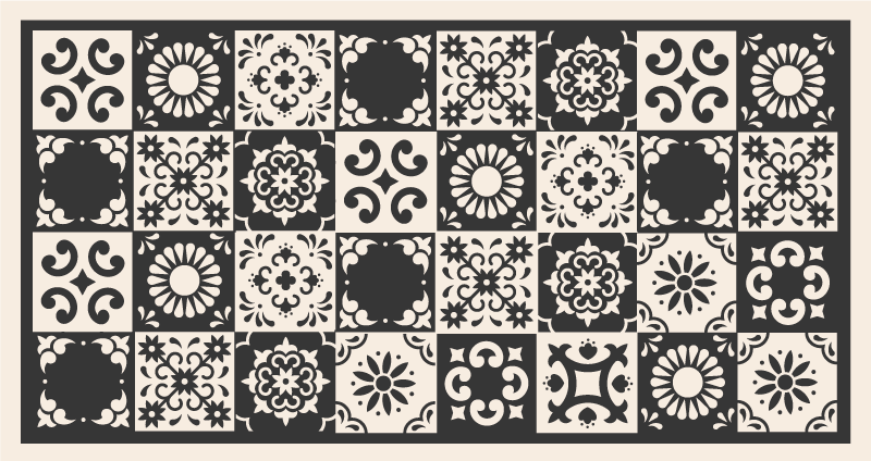 Classic Floral Patterns tile vinyl rug - TenStickers