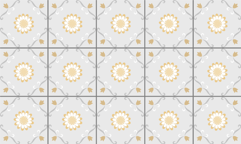 Elegant botanical design tile vinyl rug - TenStickers