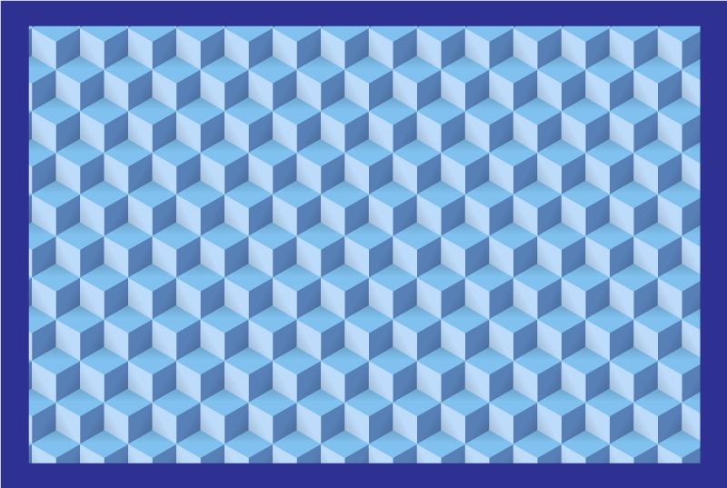 3D cubic blue geometric vinyl rug - TenStickers