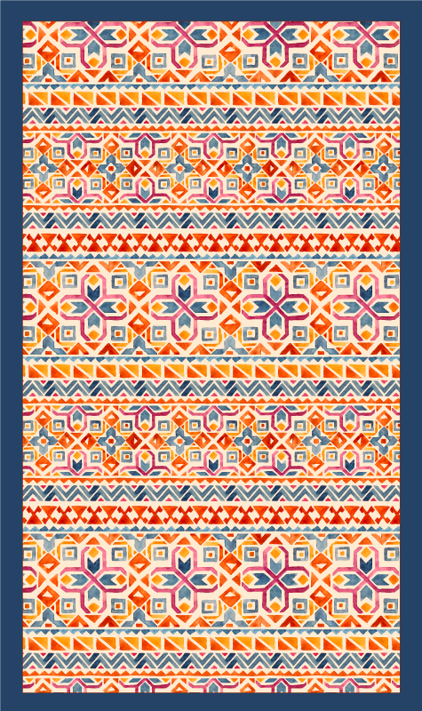World map vinyl rug with colorful geometric designs - TenStickers