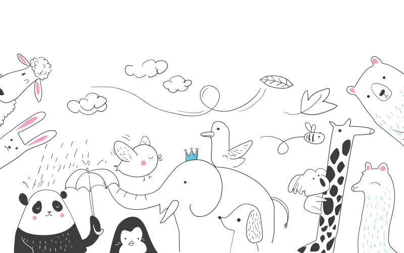 Minimalistic animal friends nursery vinyl rug - TenStickers