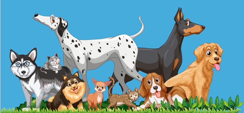 Dogs gathering kids vinyl rug - TenStickers