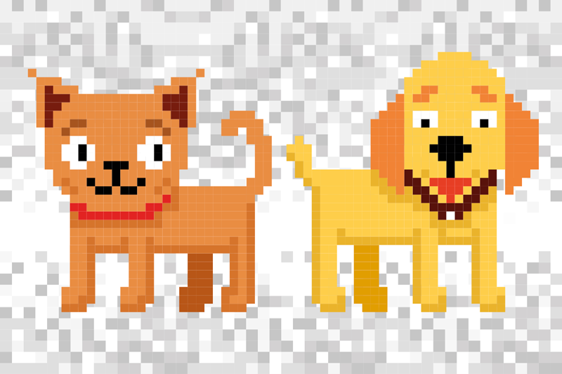Pixelated Pet Friends kids vinyl rug - TenStickers
