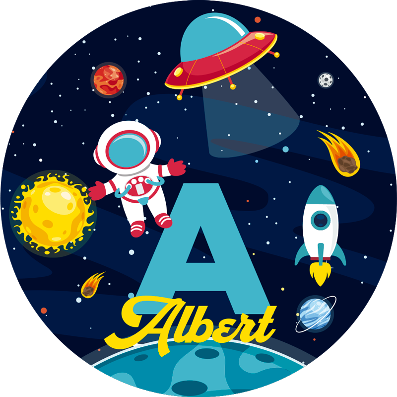 Space and galaxy with name  personalized mat - TenStickers