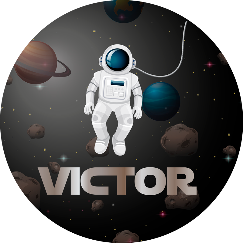 Universe astronaut with name kids vinyl rug - TenStickers