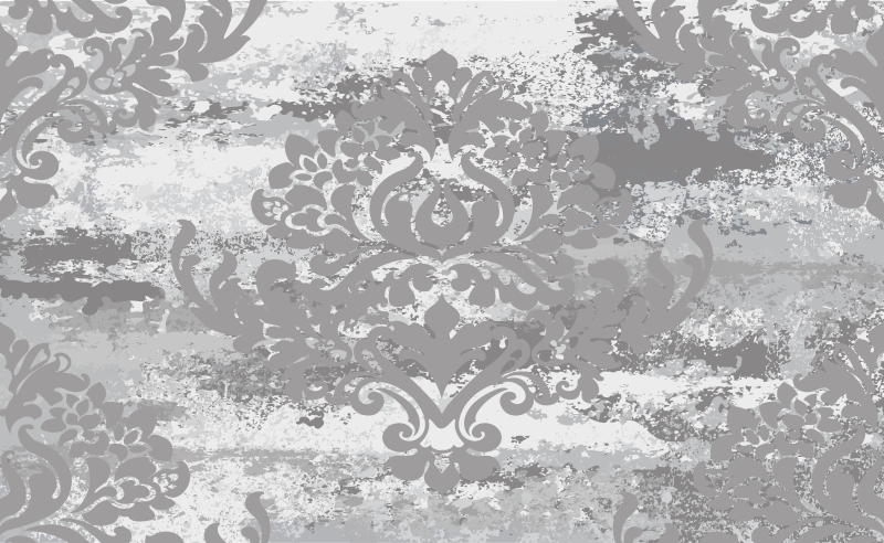 Vintage damask print grey kitchen vinyl rug - TenStickers