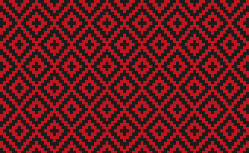 Red patterned geometry dining room vinyl rug - TenStickers