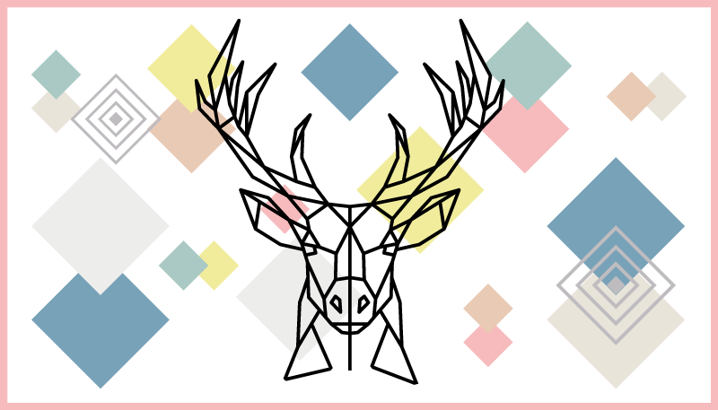 Origami stag art geometric vinyl rug - TenStickers