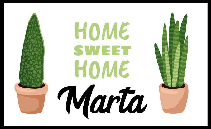 Sweet home with plants custom vinyl rug - TenStickers