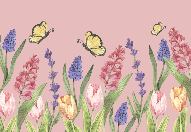 Botanical Garden Emblem floral vinyl rug - TenStickers