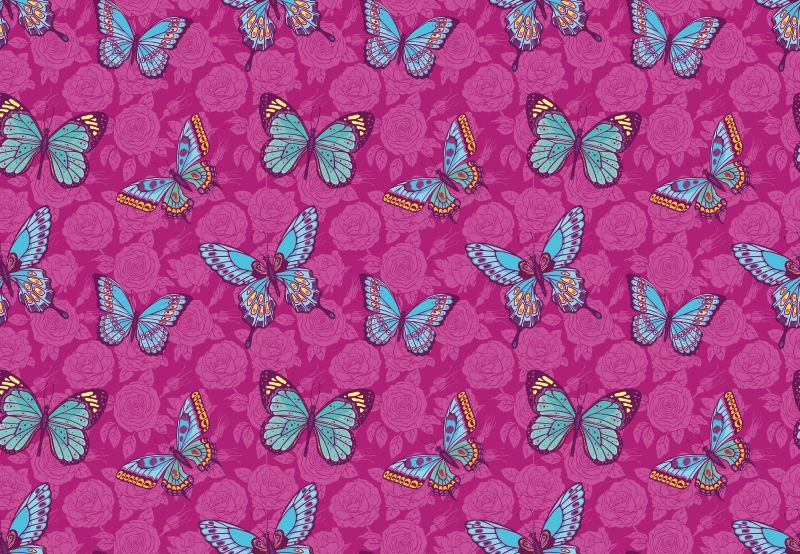 Floral vinyl rug butterfly floral design - TenStickers