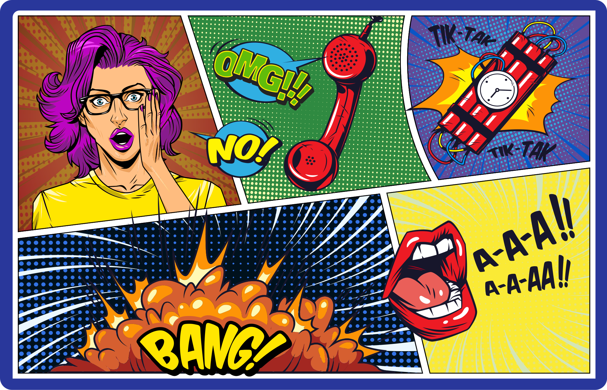 Comics with explosive rays bedroom rug - TenStickers