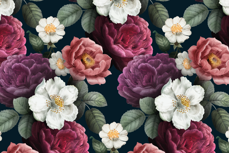 Botanical Chic Sophistication floral vinyl rug - TenStickers