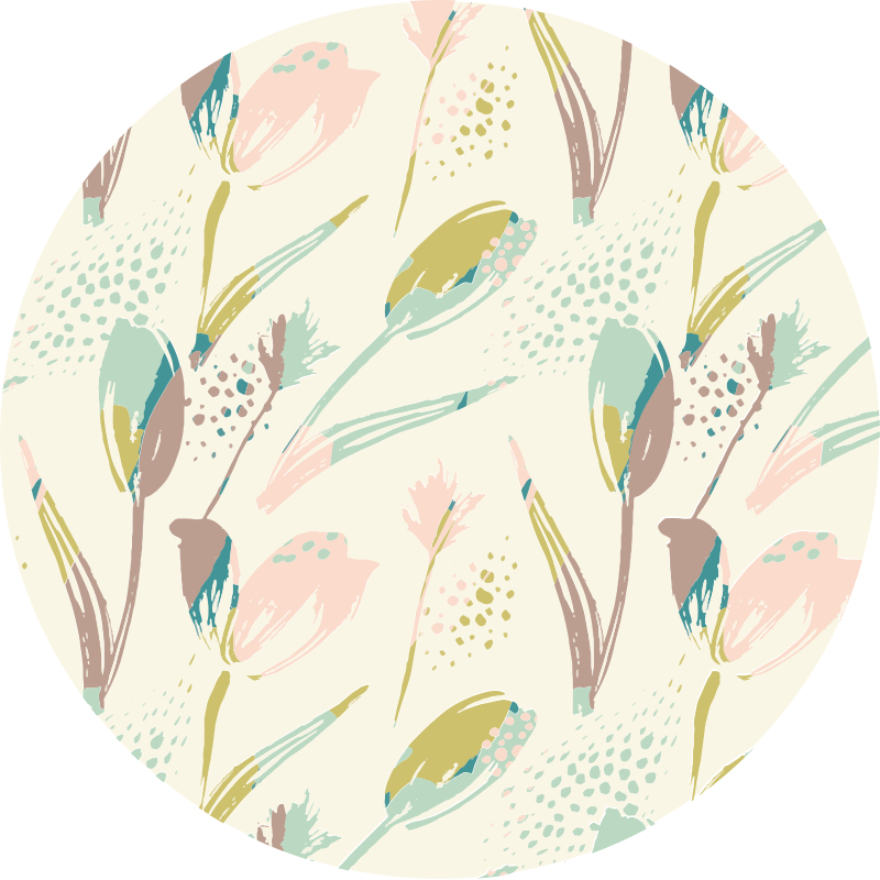 Floral vinyl rug floral patterns circle - TenStickers