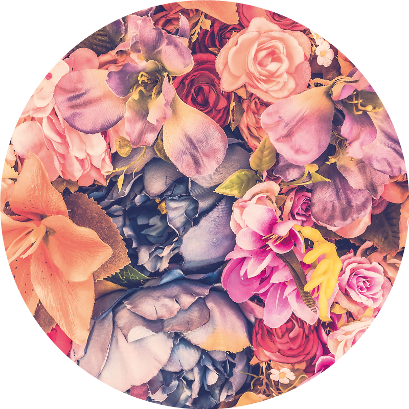 Blooms Circular Composition floral vinyl rug - TenStickers