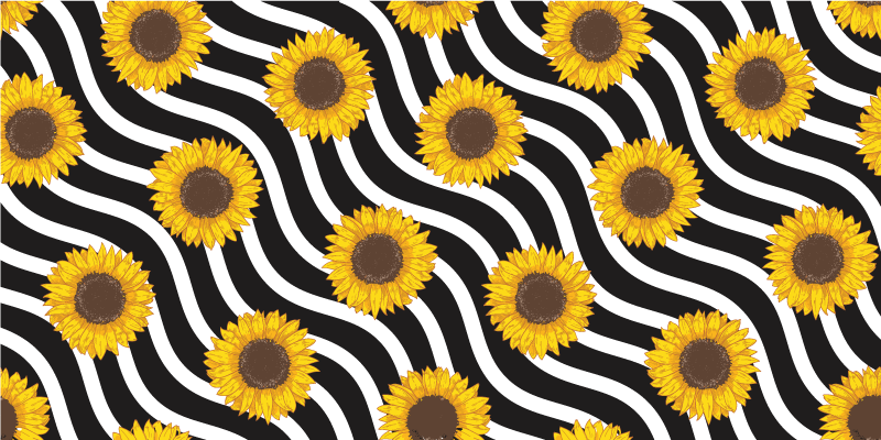 Sunflowers on stripy background vinyl rug - TenStickers