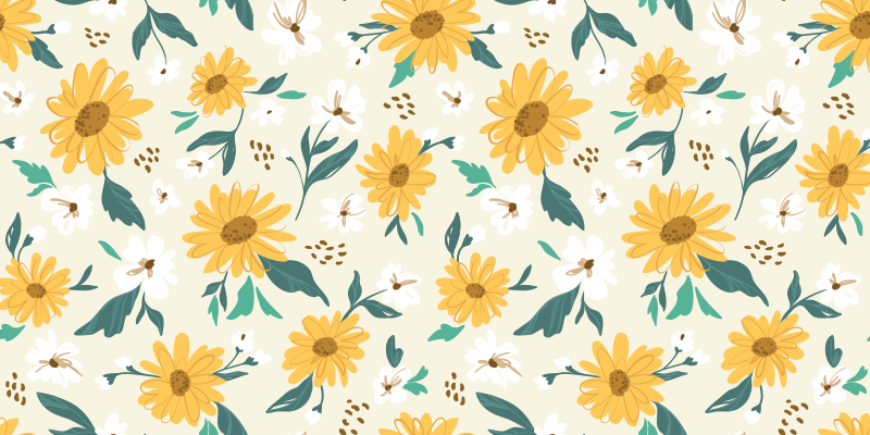 Joyful Botanical Motif floral vinyl rug - TenStickers