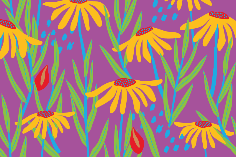 Purple botanical arrangement floral vinyl rug - TenStickers