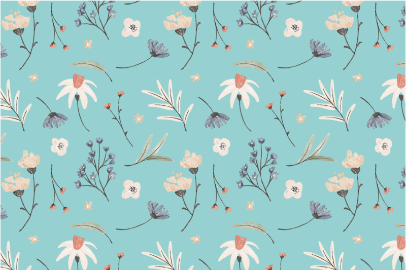 Blooming pattern floral vinyl rug - TenStickers