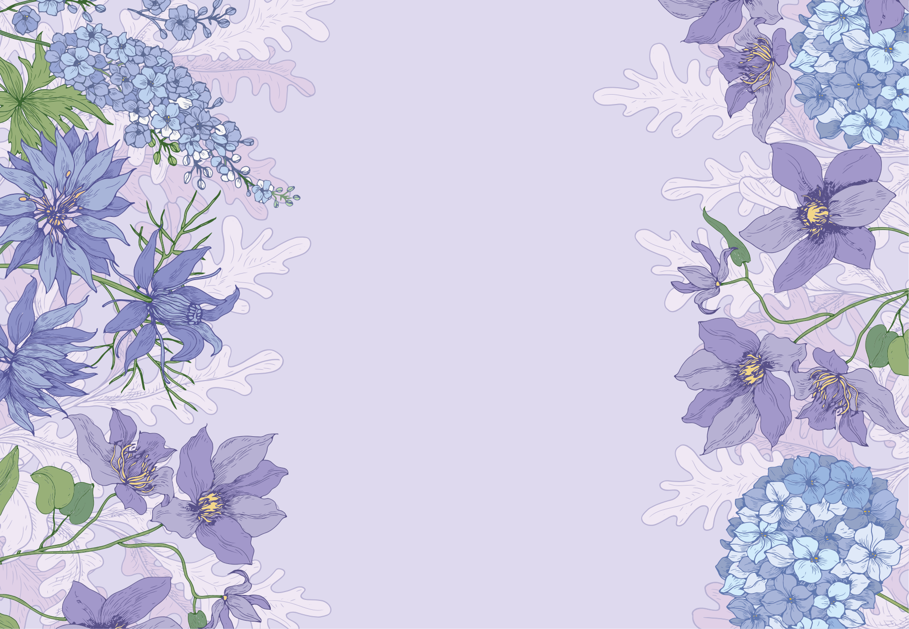 Lavender botanical embellishments floral vinyl rug - TenStickers