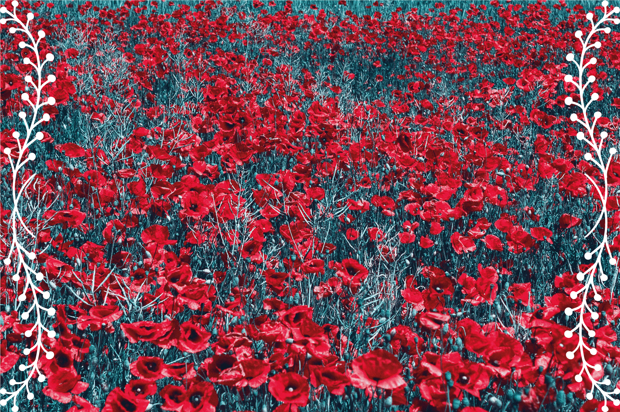 Floral vinyl rug in vibrant poppy field design - TenStickers