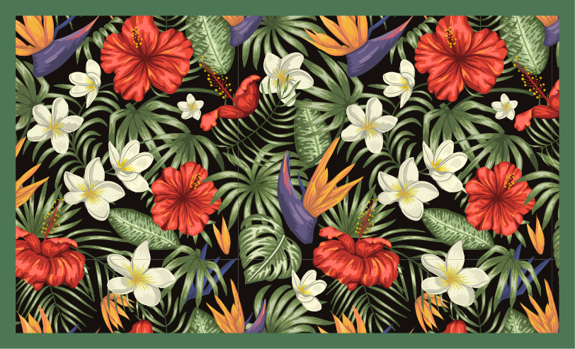 Tropical colorful pattern floral vinyl rug - TenStickers