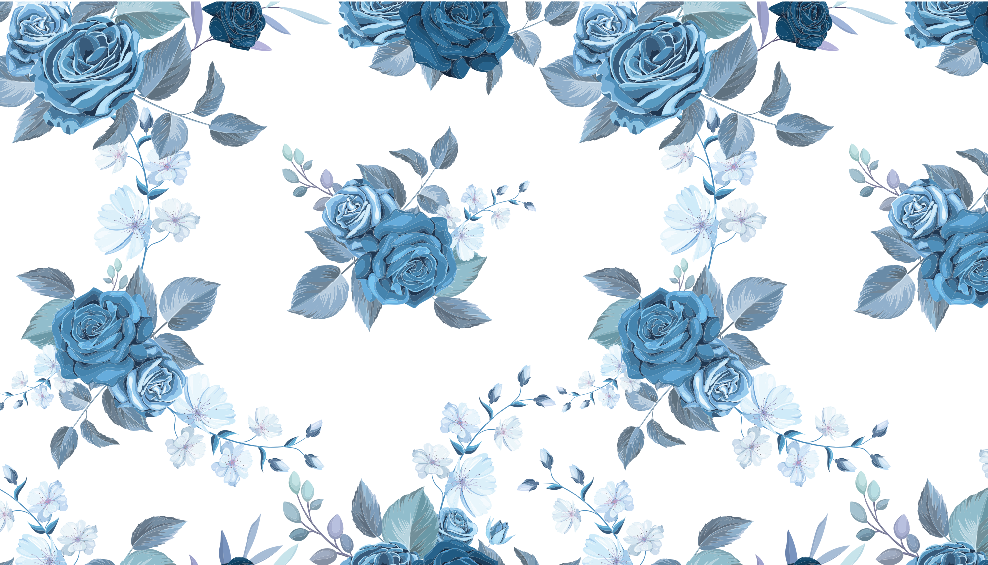 Floral vinyl rug in blue floral arrangement - TenStickers