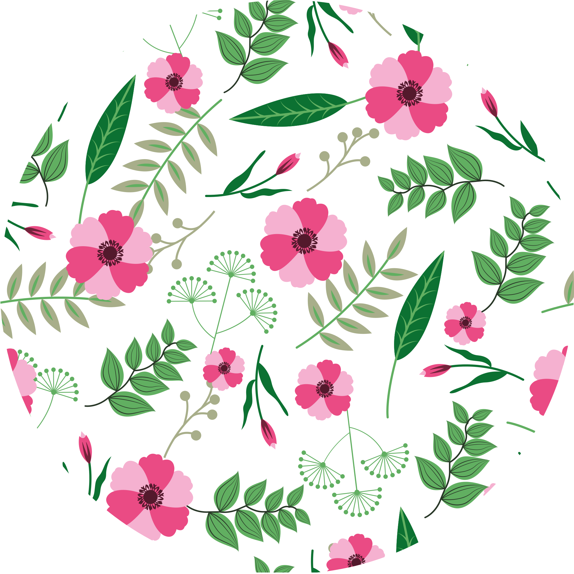 Charming floral pattern floral vinyl rug - TenStickers