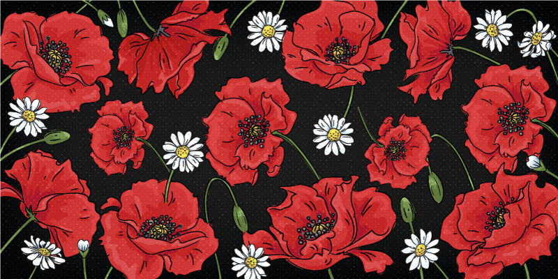 Vibrant floral illustration floral vinyl rug - TenStickers
