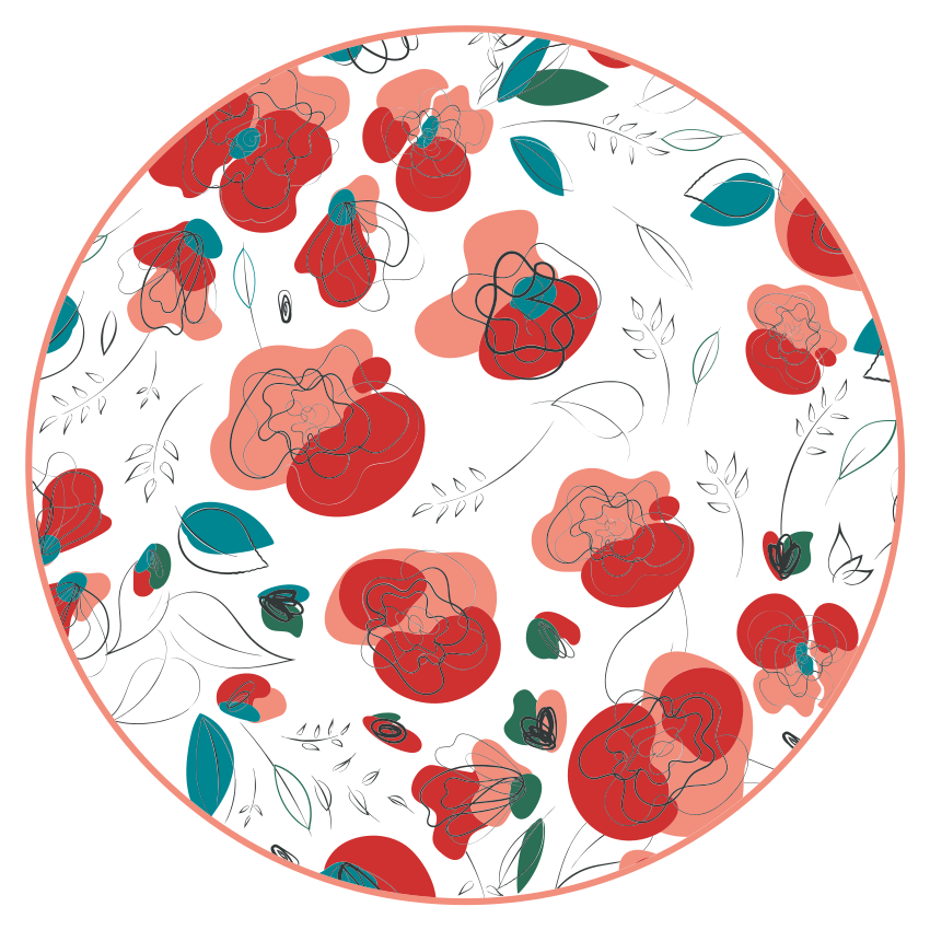 Blooming Botanical Component floral vinyl rug - TenStickers