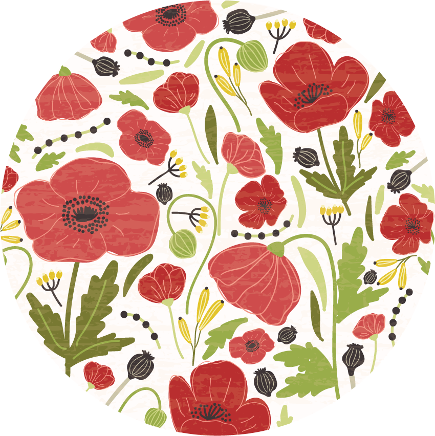 Red Poppy Blossoms floral vinyl rug - TenStickers