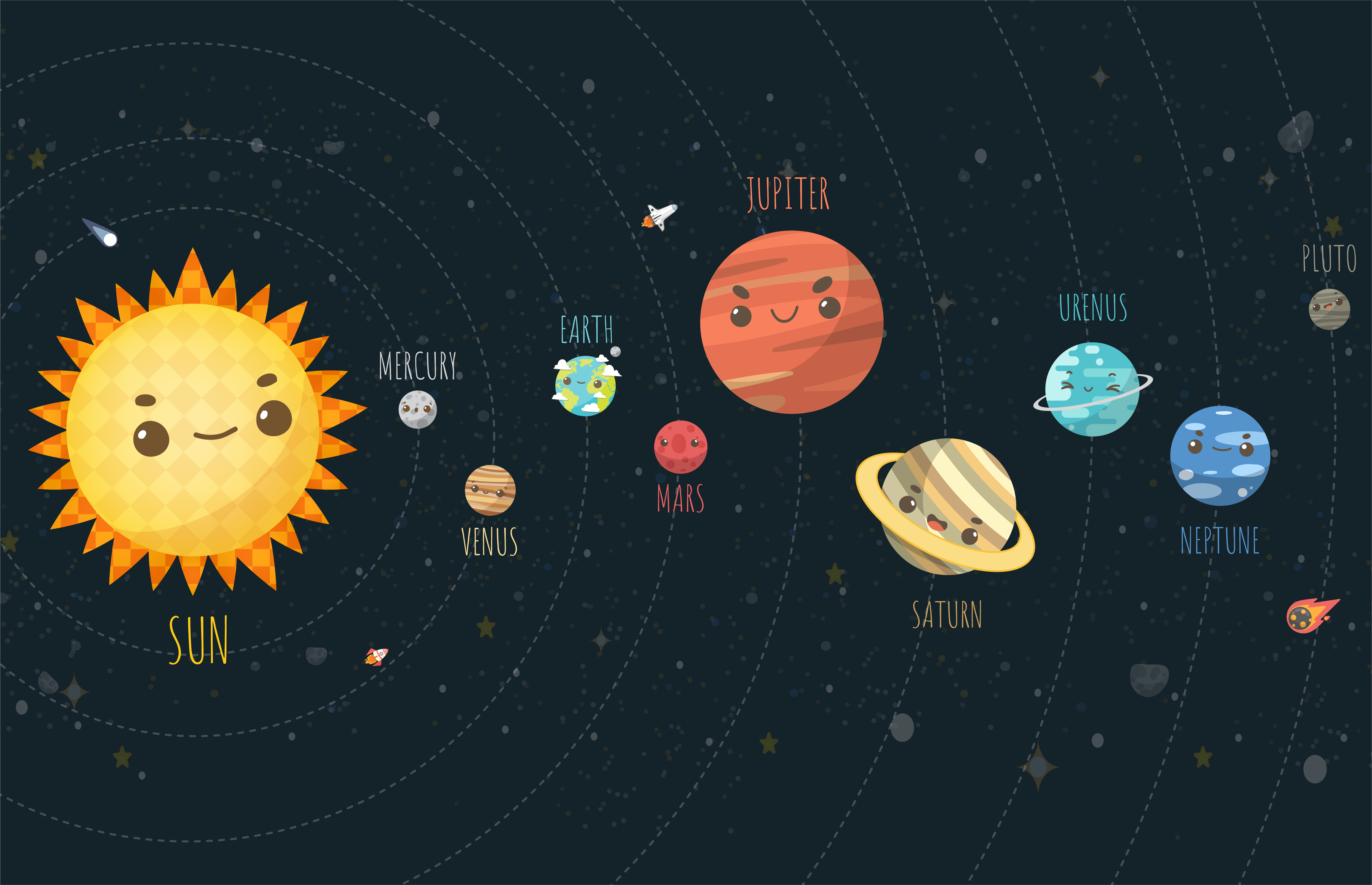 Solar system journey nursery vinyl rug - TenStickers