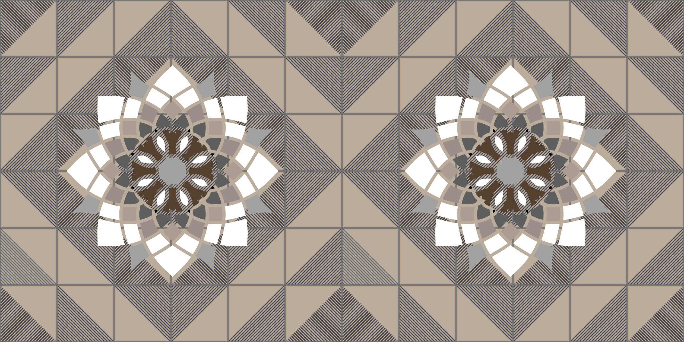 Geometric Floral Motif mosaic vinyl rug - TenStickers