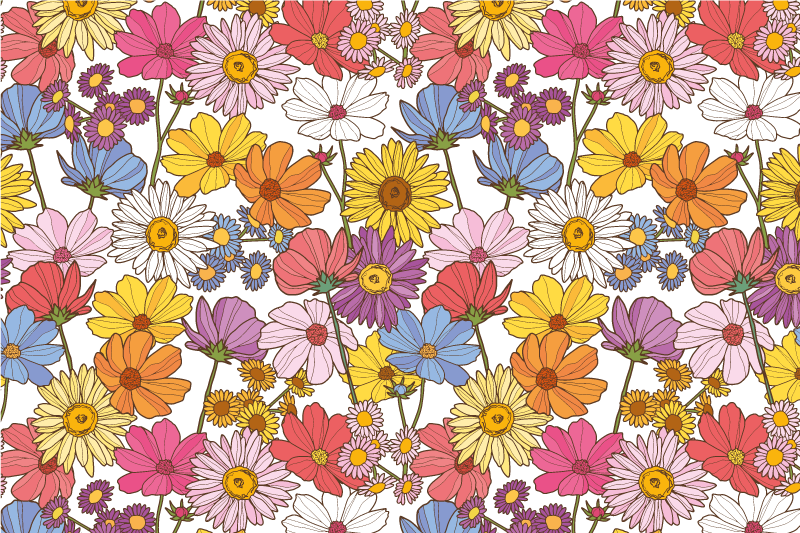 Vibrant floral display floral vinyl rug - TenStickers