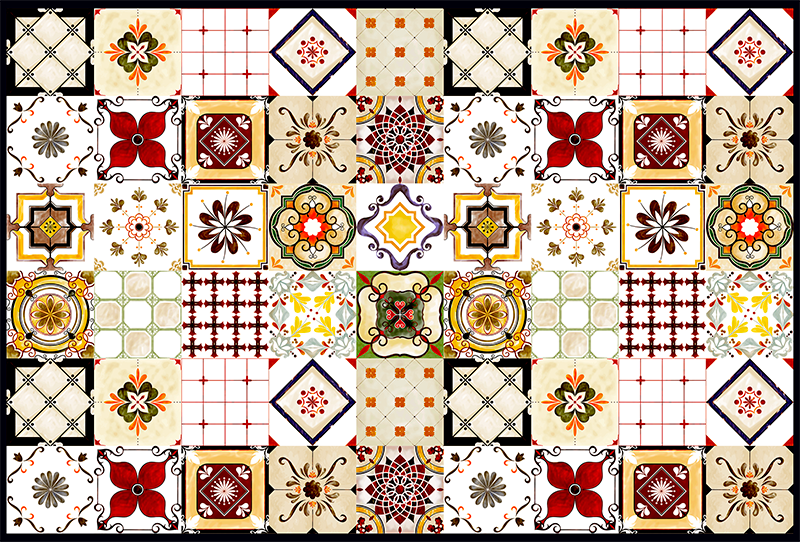 Portuguese style tiles vinyl kitchen mat - TenStickers