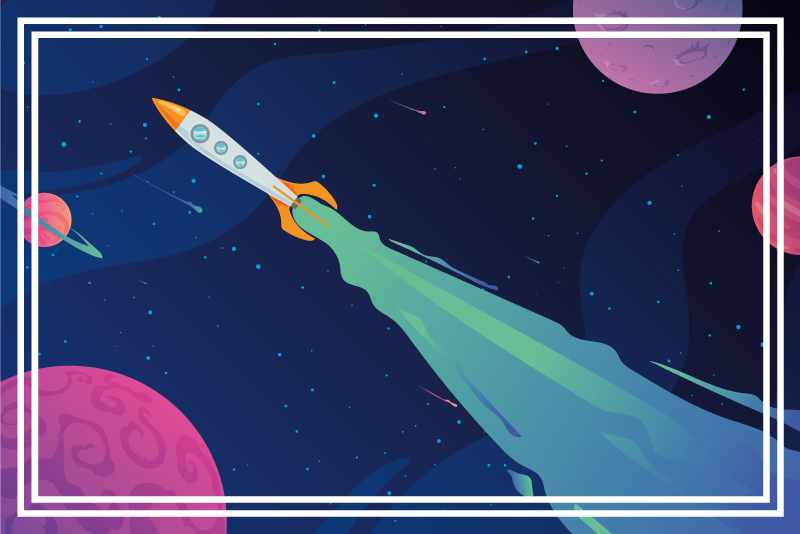 Spaceship in Orbit star vinyl rug - TenStickers